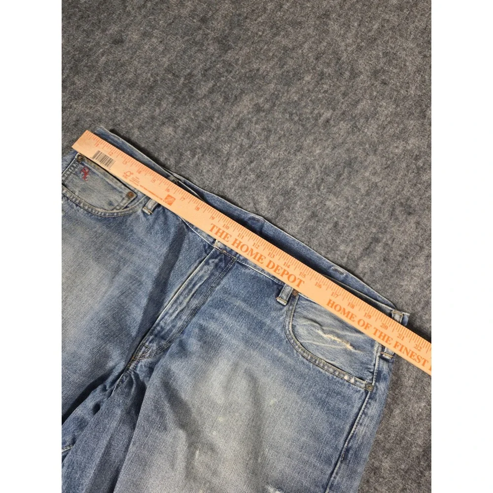 Polo Ralph Lauren Mens Distressed Cut Off Denim Shorts Light Wash Paint Splatter